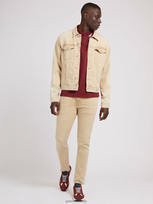 Guess beige denimjakke med normal passform beige menn F0LJ80228