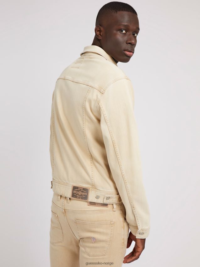 Guess beige denimjakke med normal passform beige menn F0LJ80228