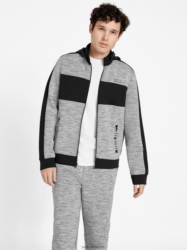 Guess benson scuba mock neck zip jakke lys melert grå lys melert grå menn F0LJ807838
