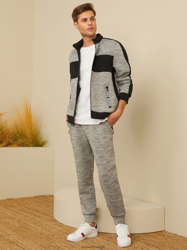 Guess benson scuba mock neck zip jakke lys melert grå lys melert grå menn F0LJ807838