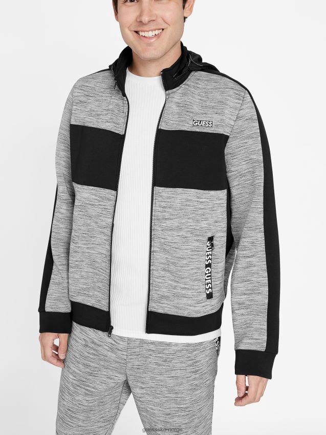 Guess benson scuba mock neck zip jakke lys melert grå lys melert grå menn F0LJ807838
