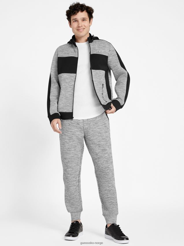 Guess benson scuba mock neck zip jakke lys melert grå lys melert grå menn F0LJ807838