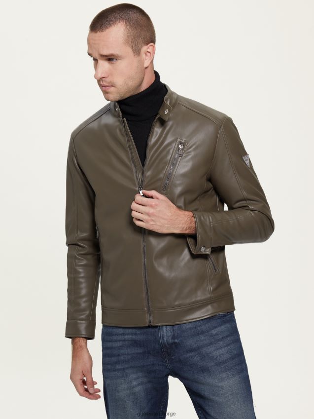 Guess bikerjakke i imitert skinn generell brun generelt brun menn F0LJ8010719