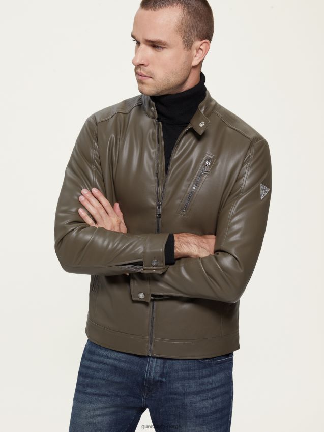 Guess bikerjakke i imitert skinn generell brun generelt brun menn F0LJ8010719