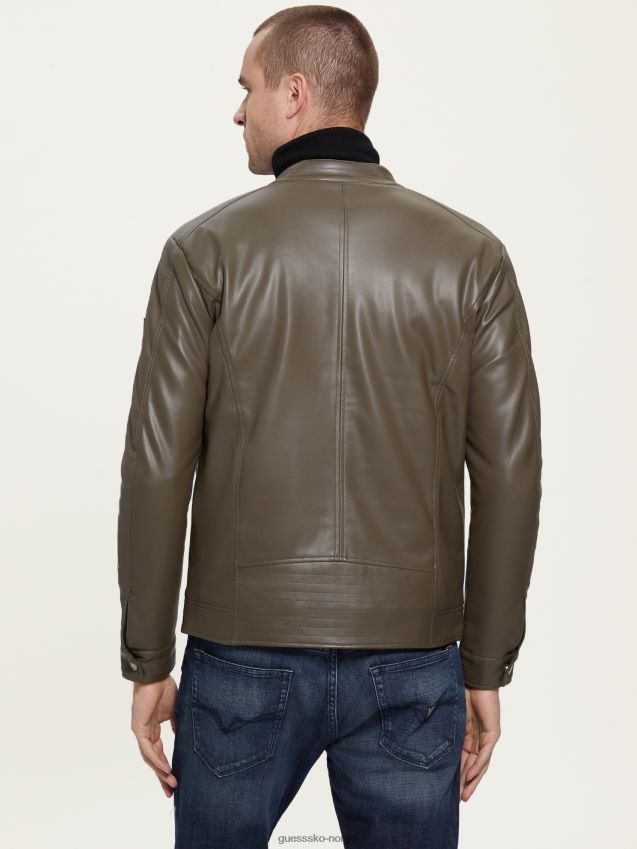 Guess bikerjakke i imitert skinn generell brun generelt brun menn F0LJ8010719
