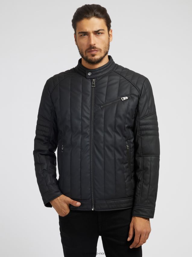 Guess bikerjakke i imitert skinn svart svart menn F0LJ8074