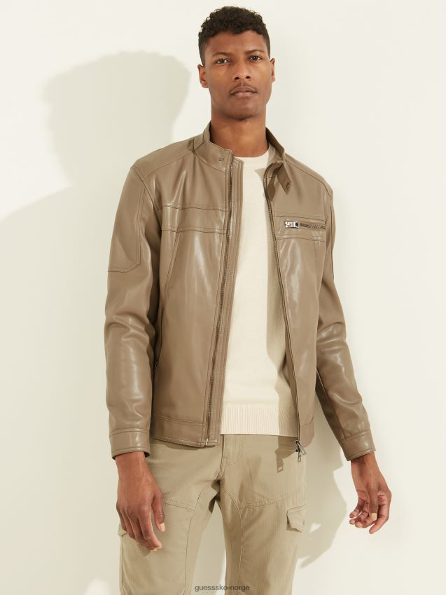 Guess bikerjakke i valnøttskall i imitert skinn valnøttskall menn F0LJ8010774