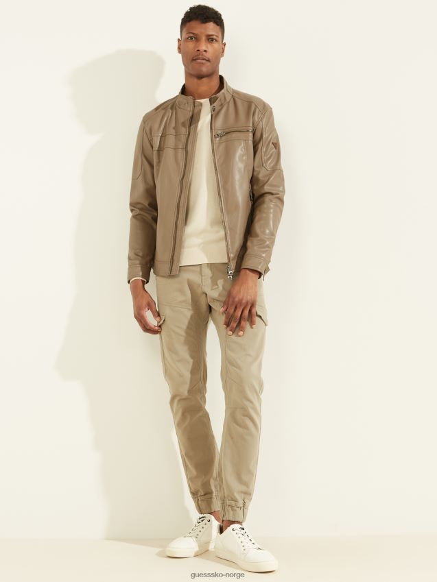 Guess bikerjakke i valnøttskall i imitert skinn valnøttskall menn F0LJ8010774