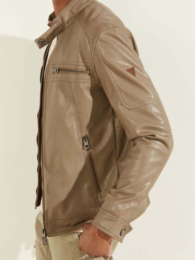 Guess bikerjakke i valnøttskall i imitert skinn valnøttskall menn F0LJ8010774