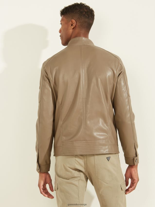Guess bikerjakke i valnøttskall i imitert skinn valnøttskall menn F0LJ8010774