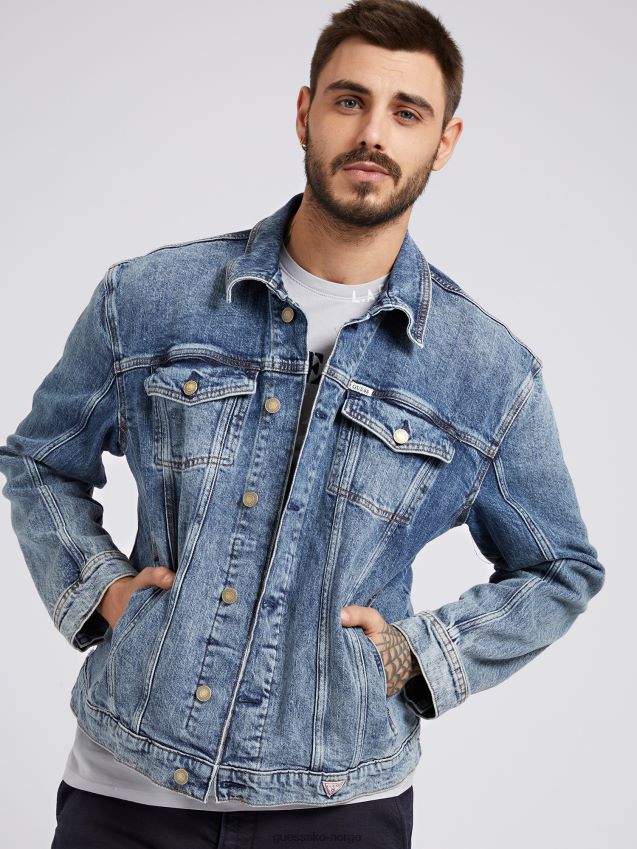 Guess blå denimjakke med normal passform blå menn F0LJ801223