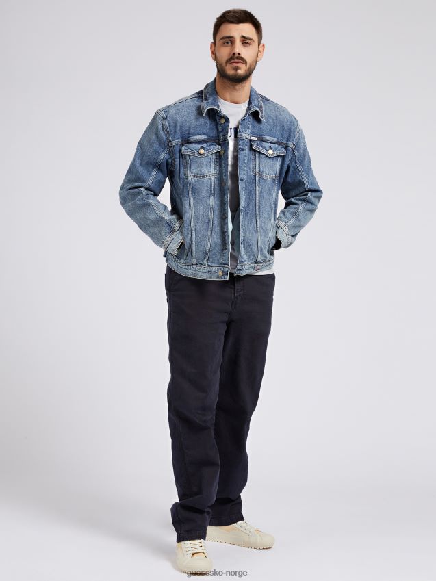 Guess blå denimjakke med normal passform blå menn F0LJ801223