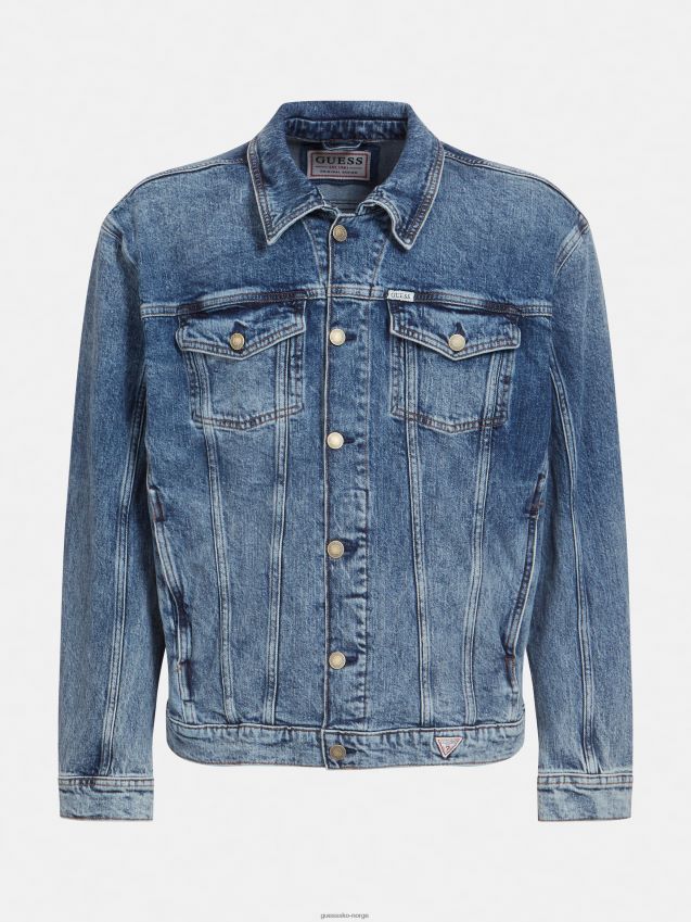 Guess blå denimjakke med normal passform blå menn F0LJ801223