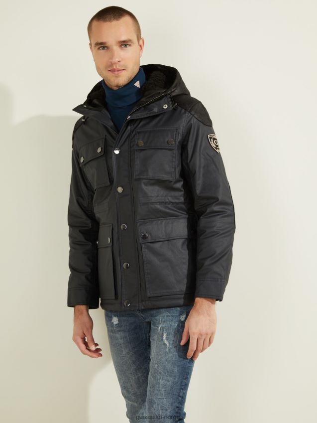 Guess blå jakke med flere lommer blå menn F0LJ801527