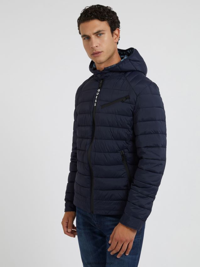 Guess blå tech stretch nylon puffer blå menn F0LJ80923