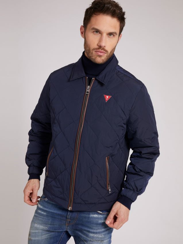 Guess blå vattert jakke blå menn F0LJ801226