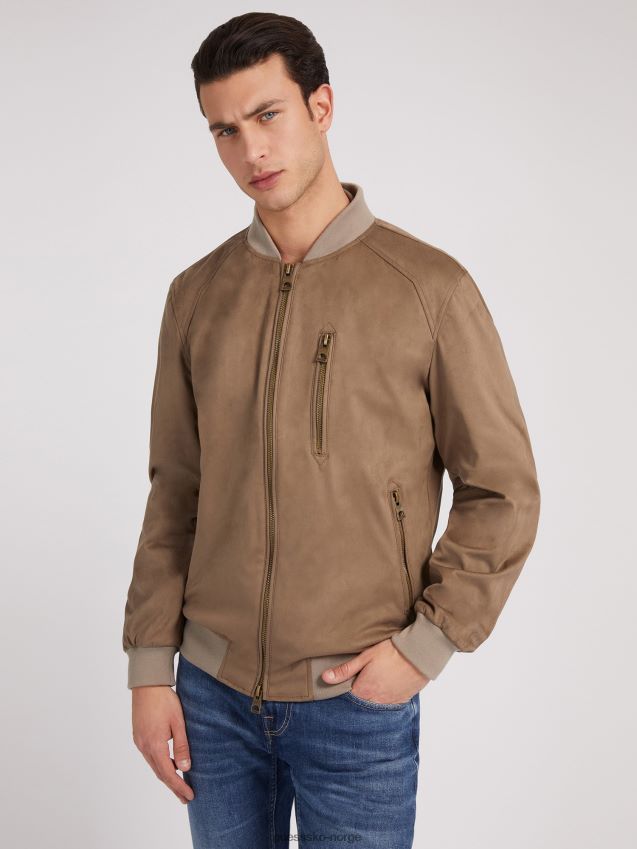 Guess bomberjakke i imitert semsket skinn, brun brun menn F0LJ80233