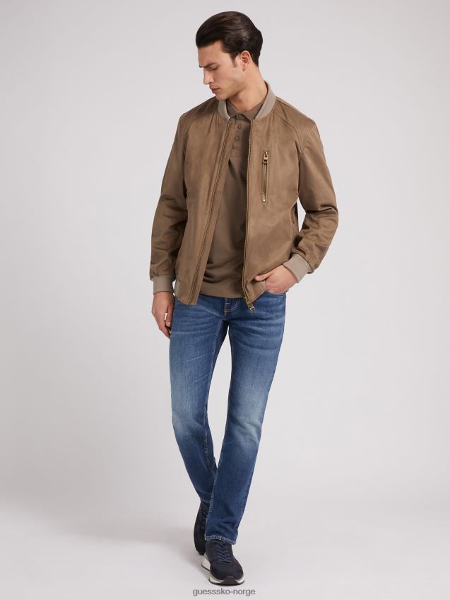 Guess bomberjakke i imitert semsket skinn, brun brun menn F0LJ80233