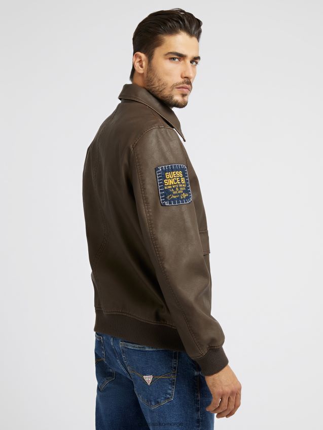 Guess brun aviatorjakke i imitert skinn brun menn F0LJ80988