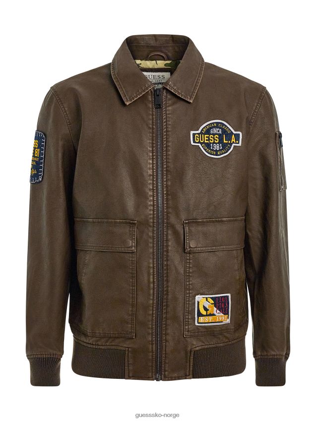 Guess brun aviatorjakke i imitert skinn brun menn F0LJ80988
