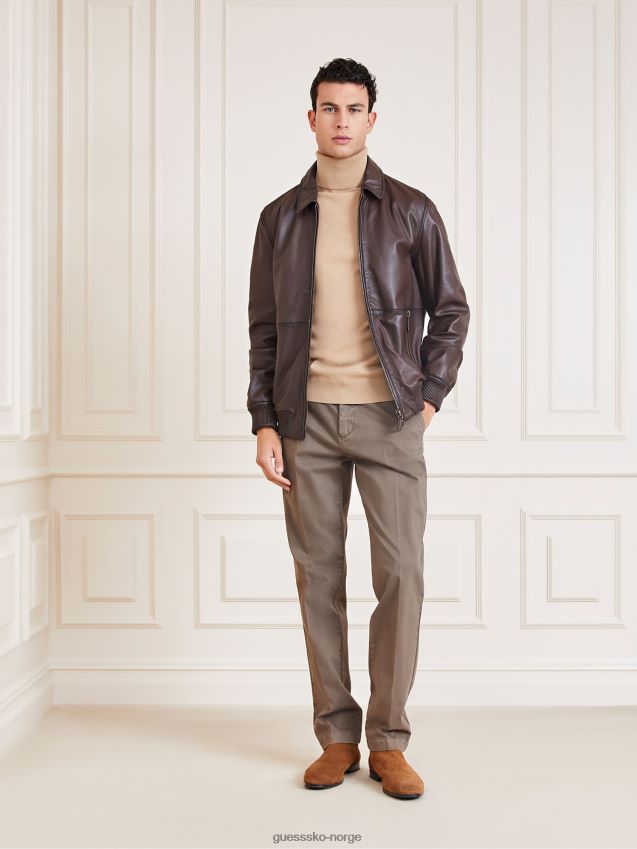 Guess brun marciano jakke i ekte skinn brun menn F0LJ80222