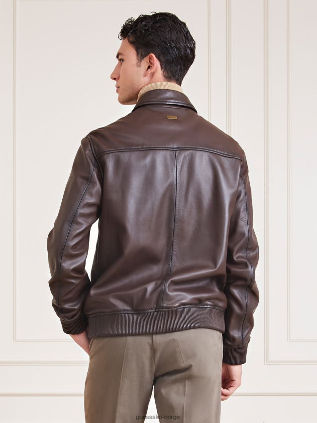 Guess brun marciano jakke i ekte skinn brun menn F0LJ80222