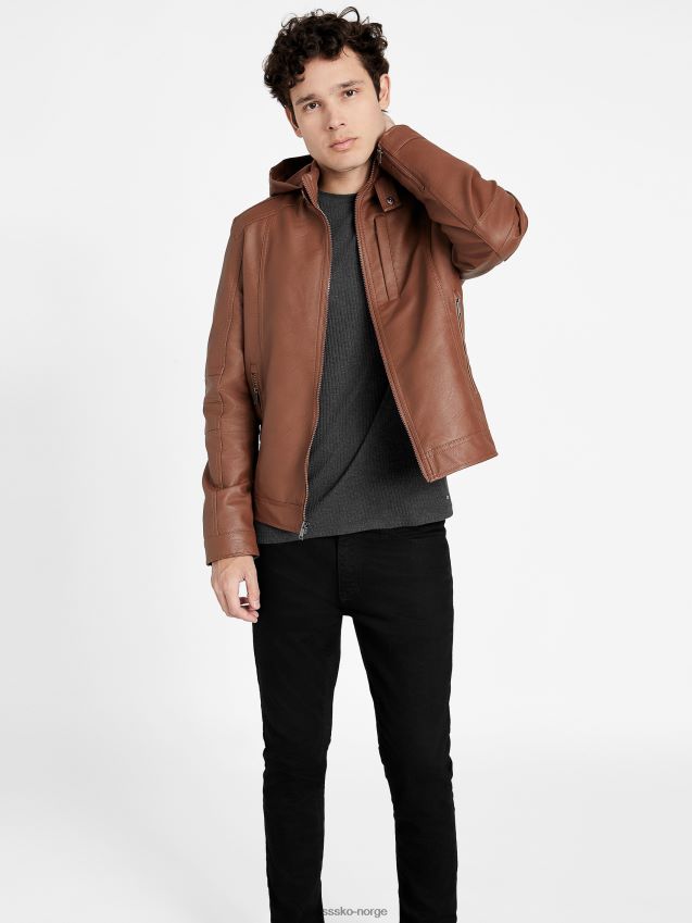 Guess camel roney jakke i imitert skinn kamel menn F0LJ807866