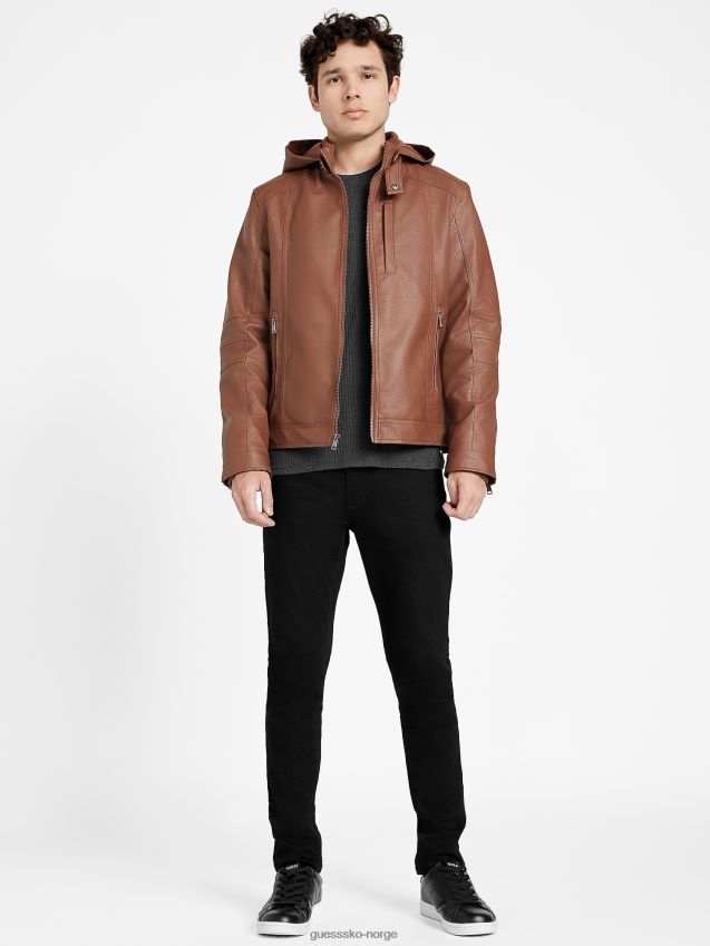 Guess camel roney jakke i imitert skinn kamel menn F0LJ807866