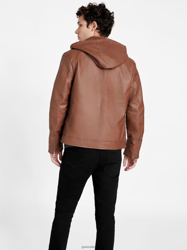Guess camel roney jakke i imitert skinn kamel menn F0LJ807866