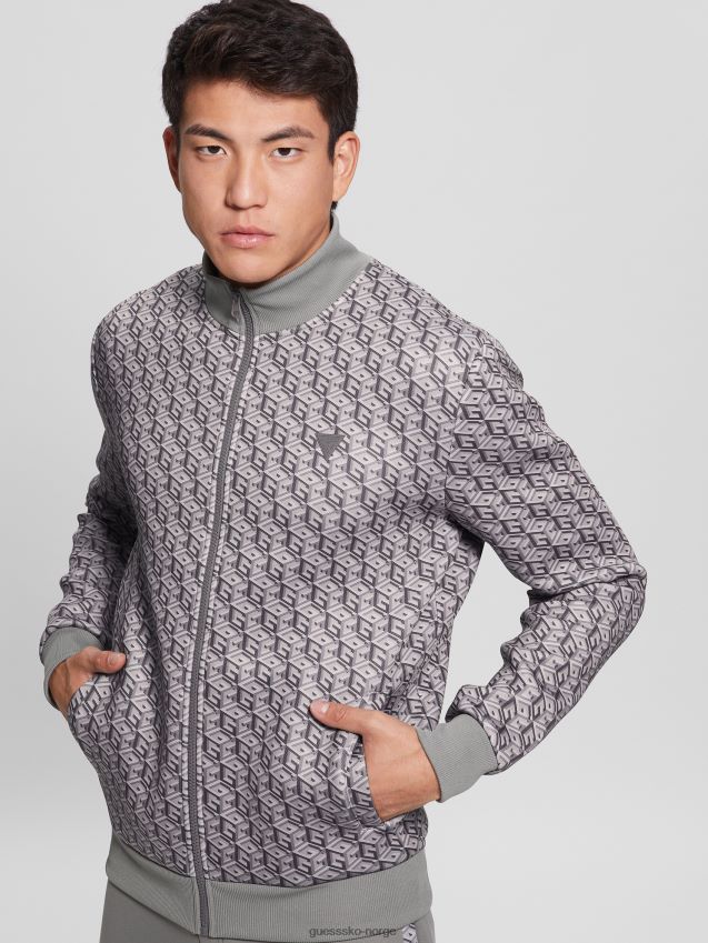 Guess colin logo glidelåsjakke macro g cube grå-svart macro g kube grå-svart menn F0LJ8010456