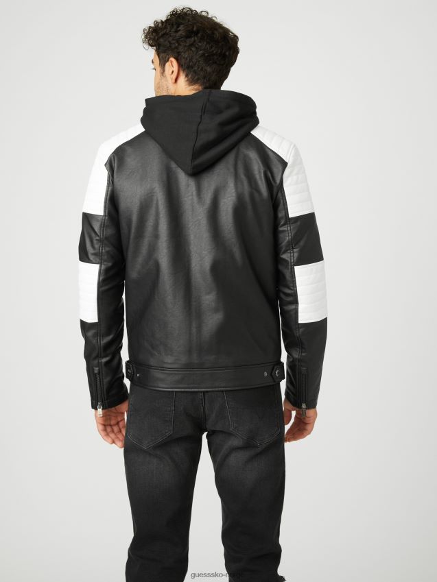 Guess daniel color-block biker jakke jet black multi jet black multi menn F0LJ807927