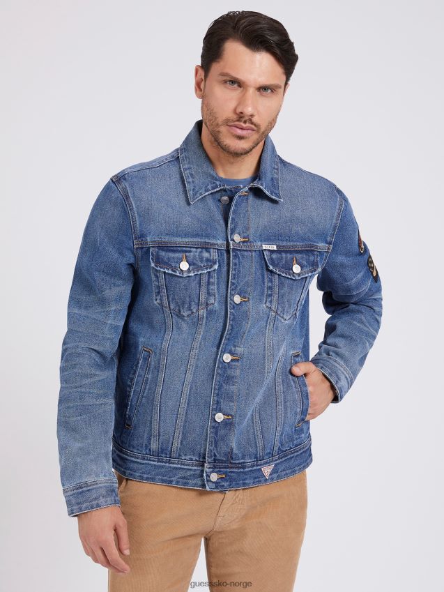 Guess denimjakke med blå rygg blå menn F0LJ80186