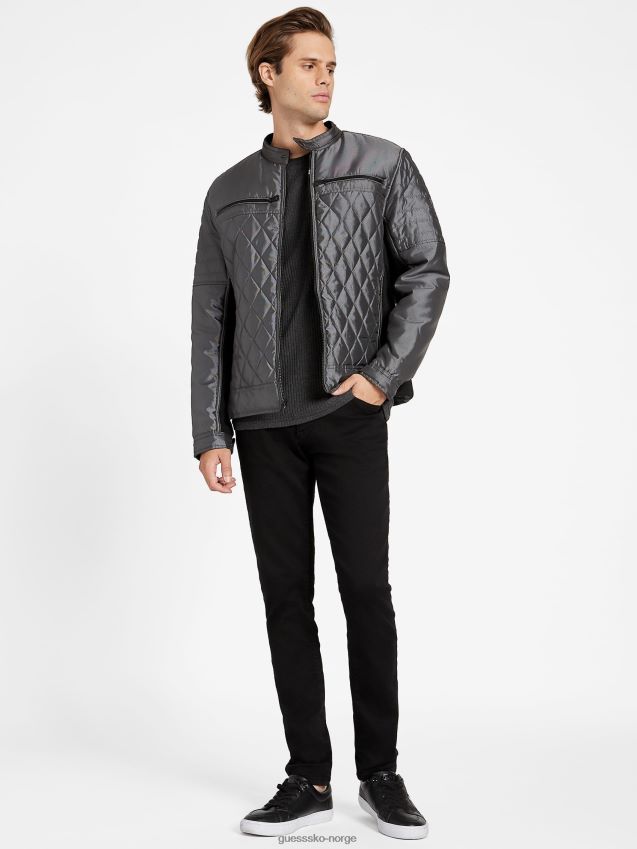 Guess eco stacks moto jakke grå stål grått stål menn F0LJ808002