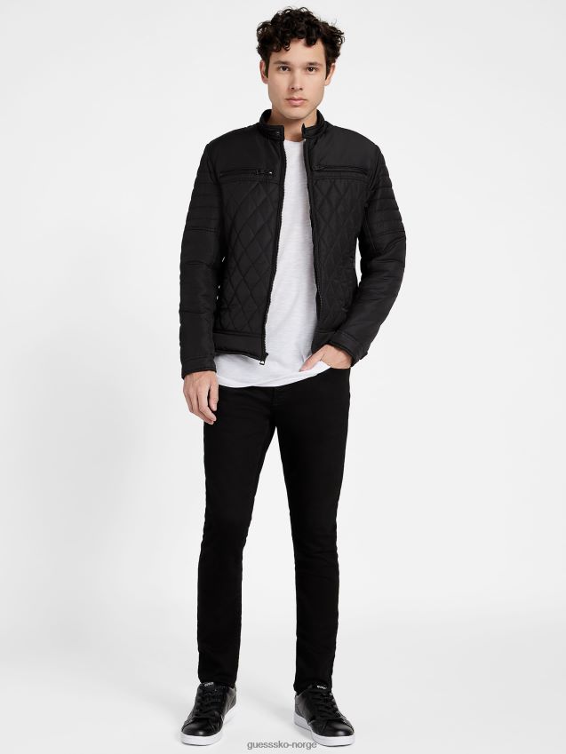 Guess eco stacks moto jakke jet black kulsvart menn F0LJ807897