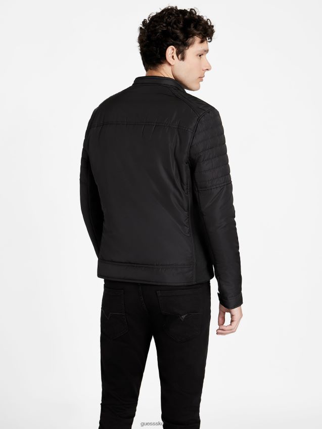 Guess eco stacks moto jakke jet black kulsvart menn F0LJ807897