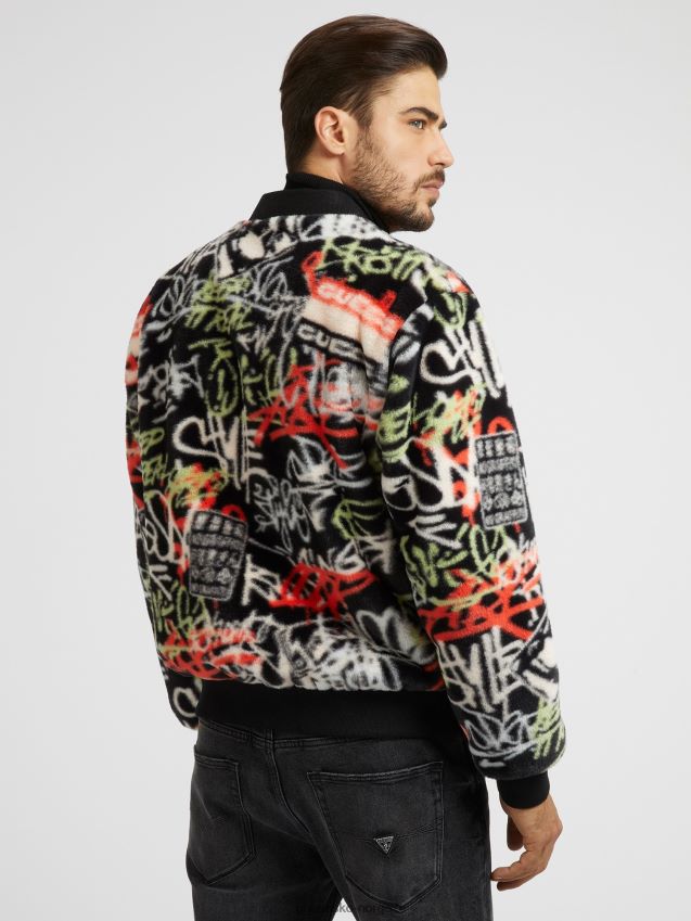 Guess flerfarget mønster graffitibomber i fuskepels flerfarget mønster menn F0LJ80929