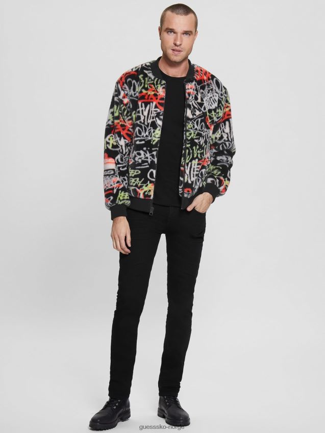 Guess flerfarget mønster graffitibomber i fuskepels flerfarget mønster menn F0LJ80929