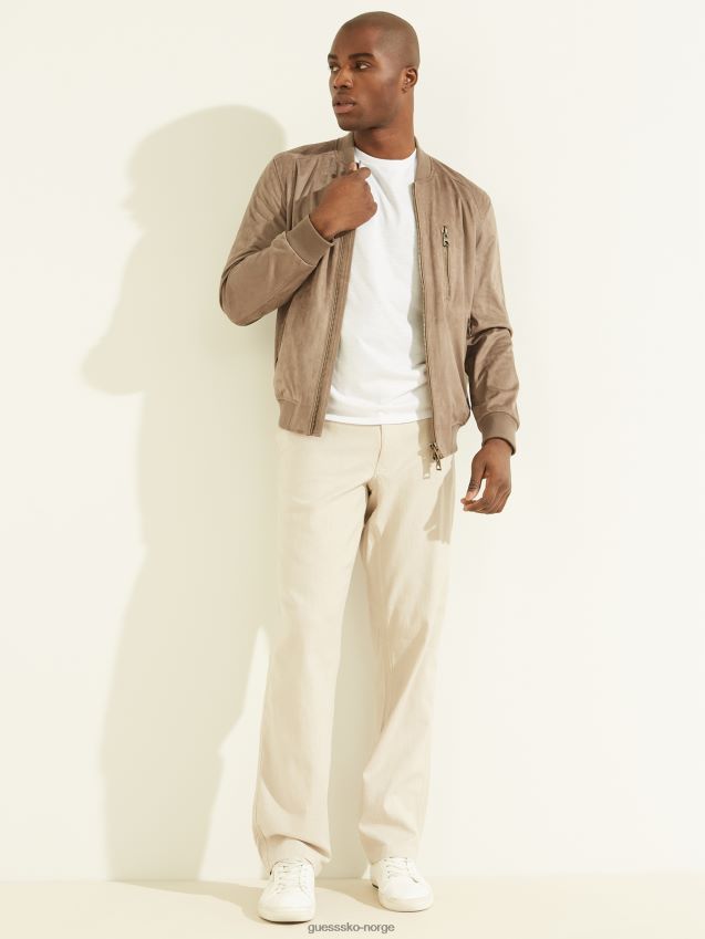 Guess flyjakke i imitert semsket skinn, valnøttskall valnøttskall menn F0LJ8010605