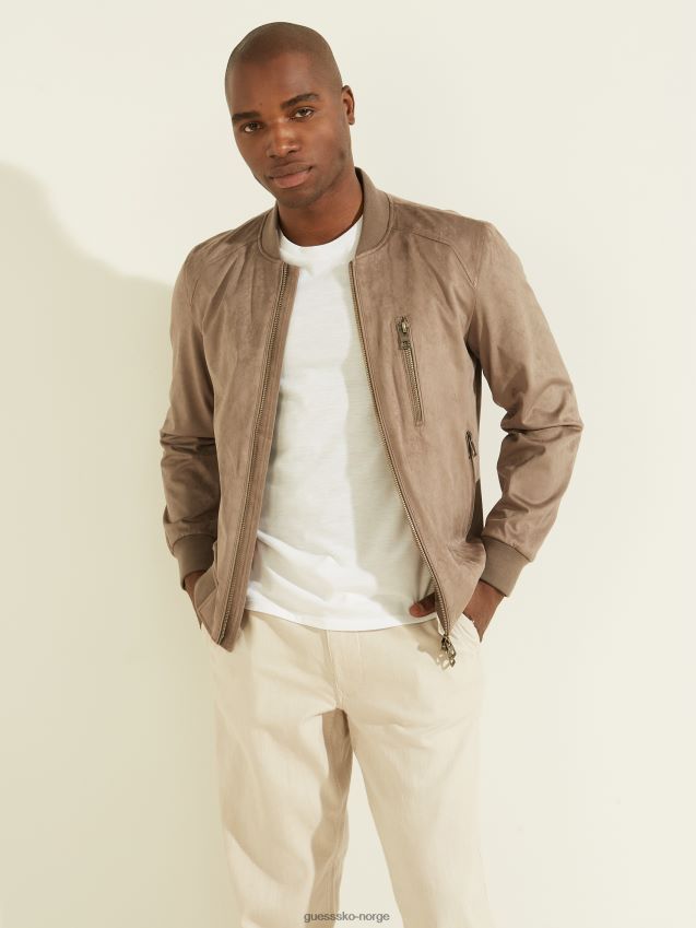 Guess flyjakke i imitert semsket skinn, valnøttskall valnøttskall menn F0LJ8010605