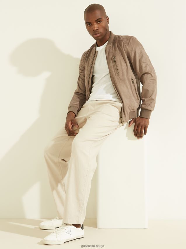 Guess flyjakke i imitert semsket skinn, valnøttskall valnøttskall menn F0LJ8010605