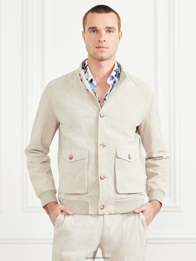 Guess flyjakke i kvikksand semsket skinn kvikksand menn F0LJ8010655