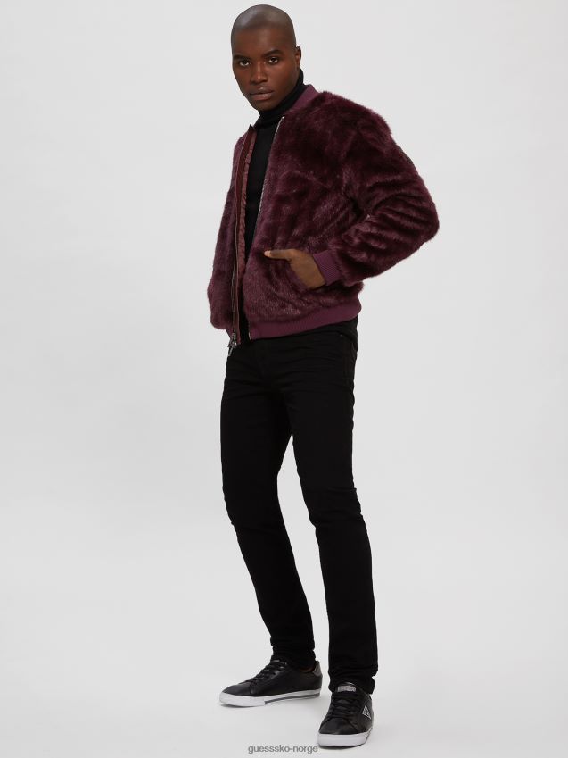 Guess flyjakke med logo i fuskepels kongelig plomme kongelig plomme menn F0LJ8010590