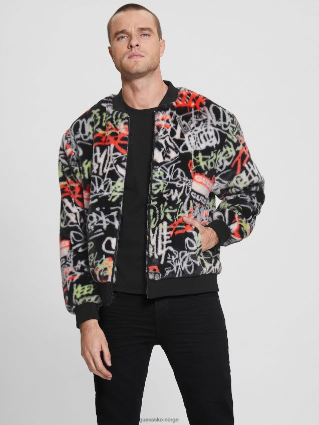 Guess fuskepels graffiti flyjakke graffiti print graffititrykk menn F0LJ8010787