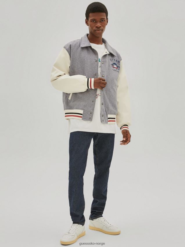 Guess grå bomberjakke med flere patch grå multi menn F0LJ801267
