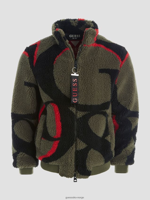 Guess grønn allover logo øko logo teddyjakke grønn allover logo menn F0LJ8010370
