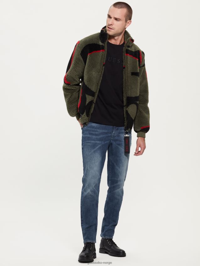 Guess grønn allover logo øko logo teddyjakke grønn allover logo menn F0LJ8010370
