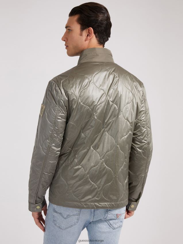 Guess grå polstret jakke foran med lommer grå menn F0LJ80463