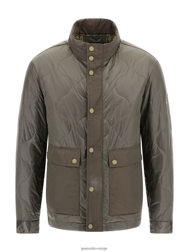 Guess grå polstret jakke foran med lommer grå menn F0LJ80463