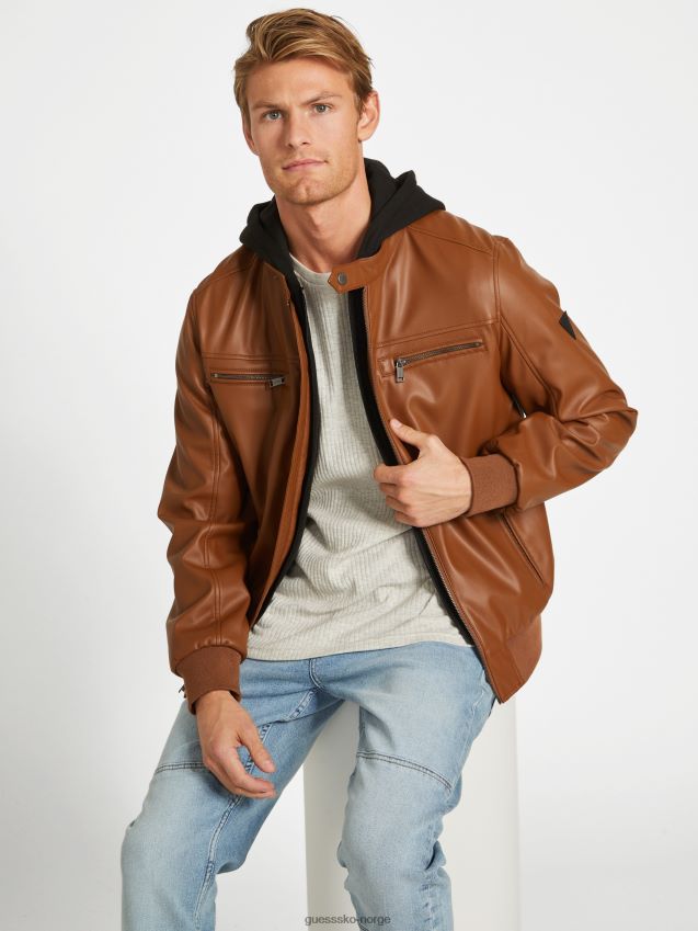 Guess grand imitert skinnjakke mørk beige mørk beige menn F0LJ807868