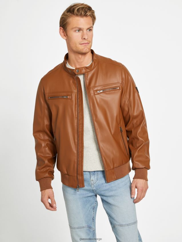 Guess grand imitert skinnjakke mørk beige mørk beige menn F0LJ807868